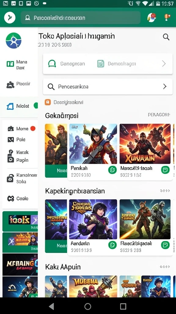 Menu permainan yang beragam dan mudah diakses.